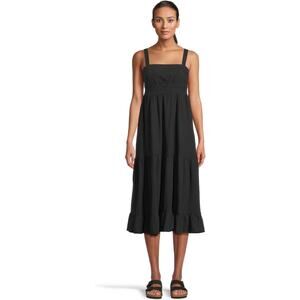 TOAD & CO Taj Hemp Tiered Midi Sleeveless Dress Black Medium NWT